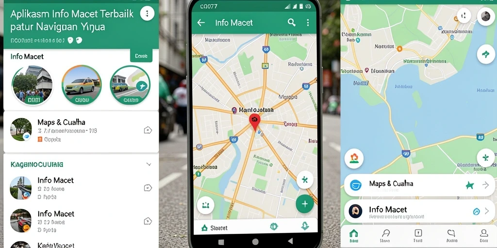 Antarmuka aplikasi C0077 yang menampilkan informasi macet dan cuaca.