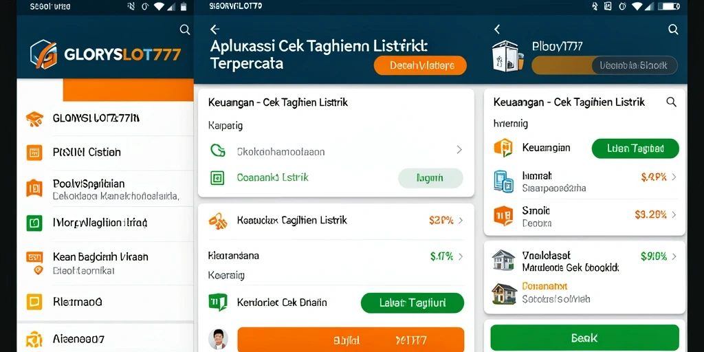 Tampilan antarmuka GLORYSLOT777 dengan informasi tagihan listrik terkini.