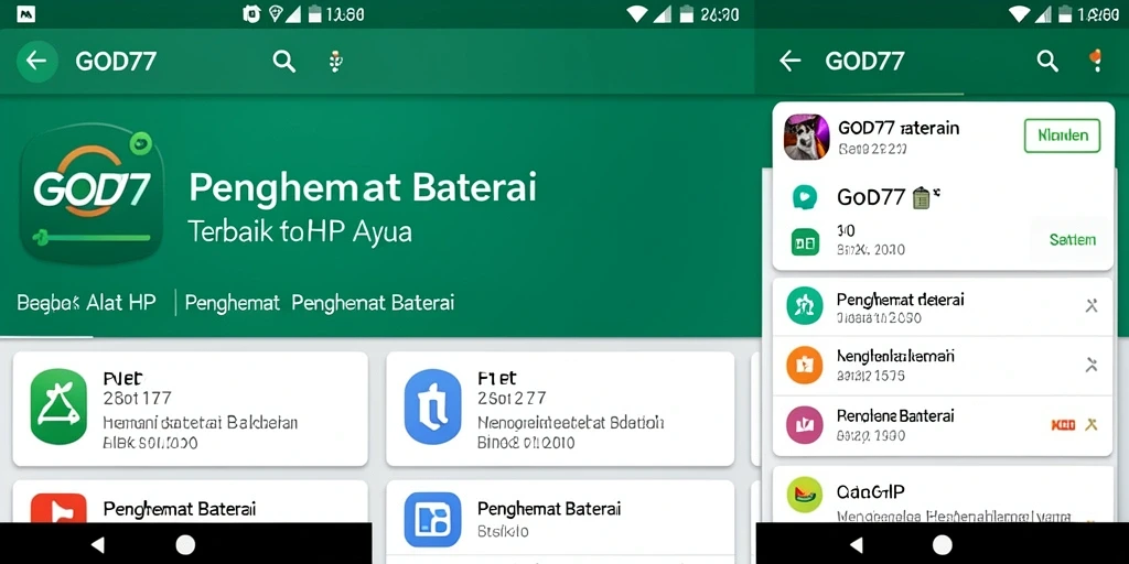 Antarmuka sederhana dan fungsional dari GOD77 sebagai penghemat baterai.