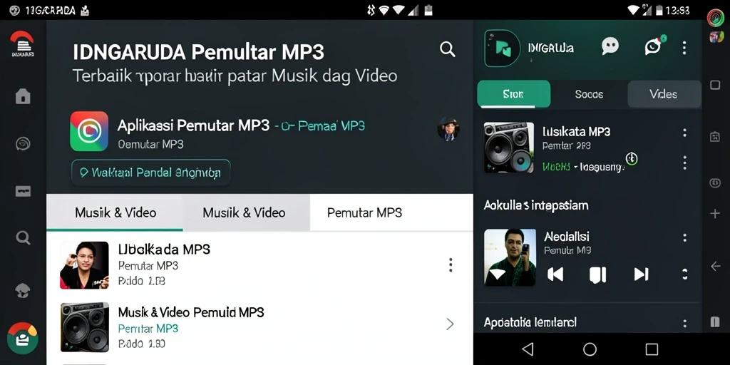 Tampilan antarmuka intuitif dari aplikasi IDNGARUDA Pemutar MP3.