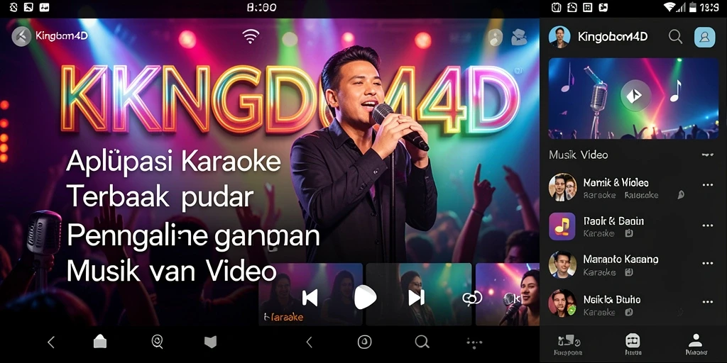 Antarmuka aplikasi KINGDOM4D dengan fungsi Karaoke yang menarik.