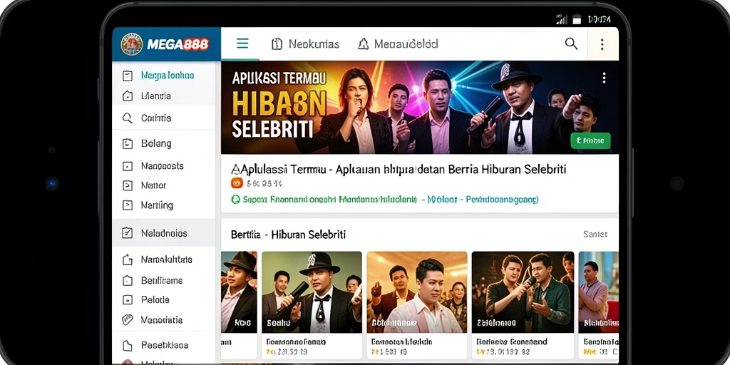 Antarmuka MEGA888 menampilkan berita hiburan selebriti yang menarik.